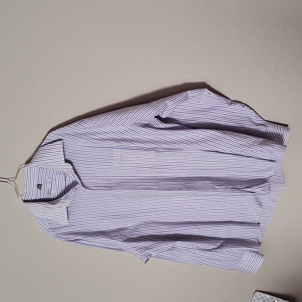 Geoffrey Beene dress shirt white and blue XXL regular fil 18 36/37